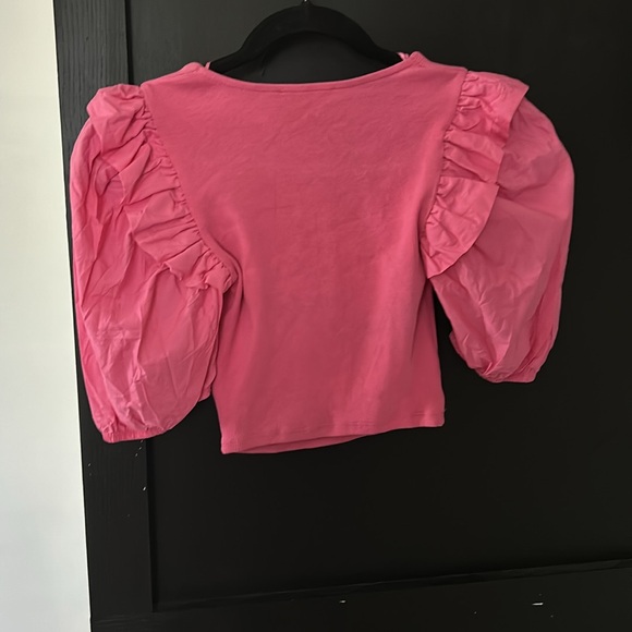 Zara Hot Pink Ribbed Square neck Crop Top. Size S - Picture 3 of 12
